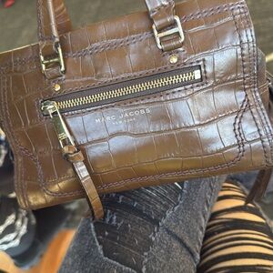 Marc Jacobs Brown Croc-Embossed Leather Bag